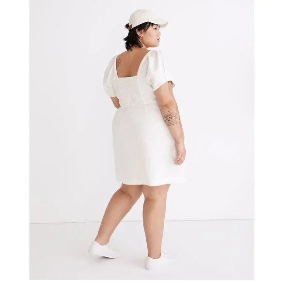 Madewell White Button-Front Mini Dress - Picture 2 of 14